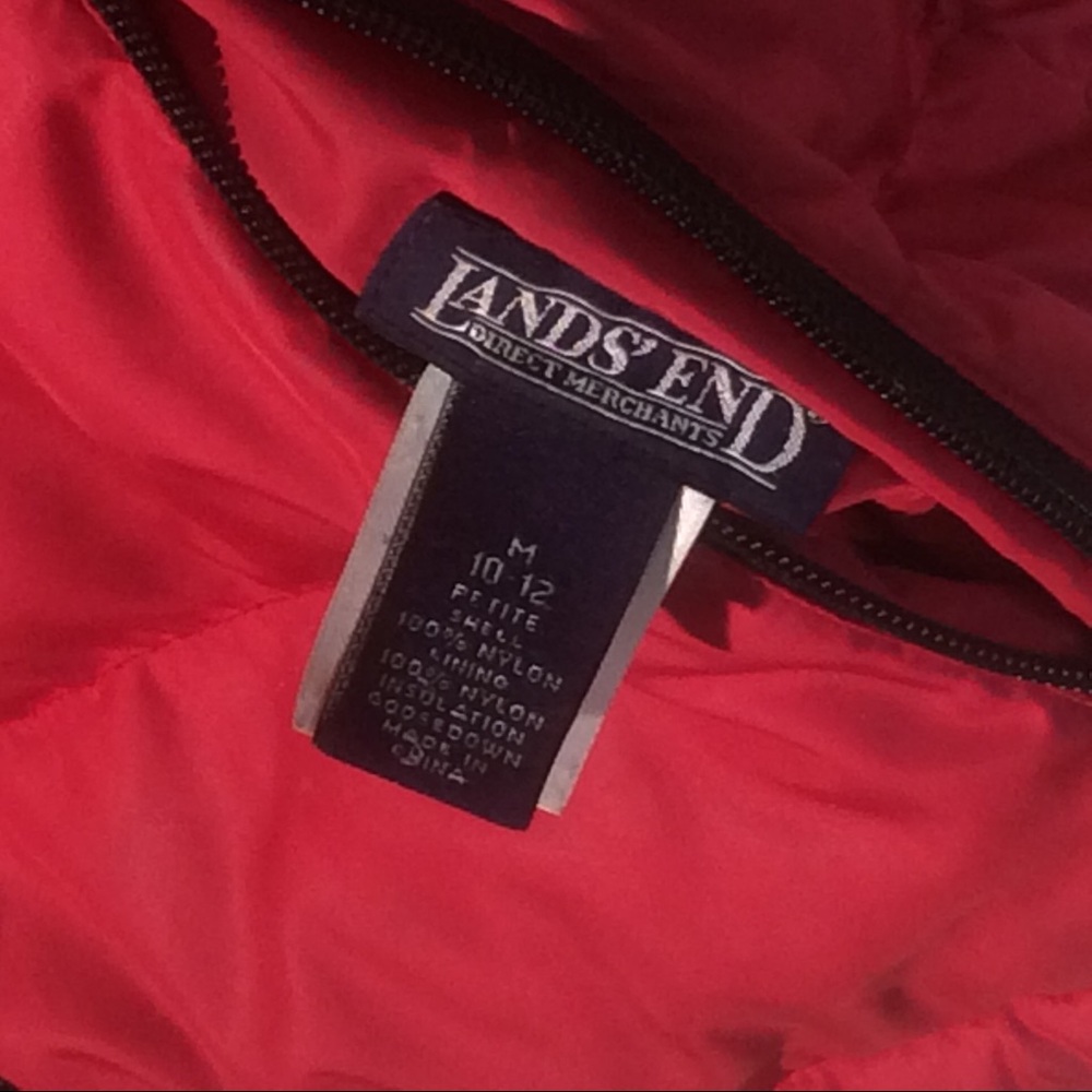Lands End Down Reversible Red Black Puffer *STAINS - Picture 4 of 6